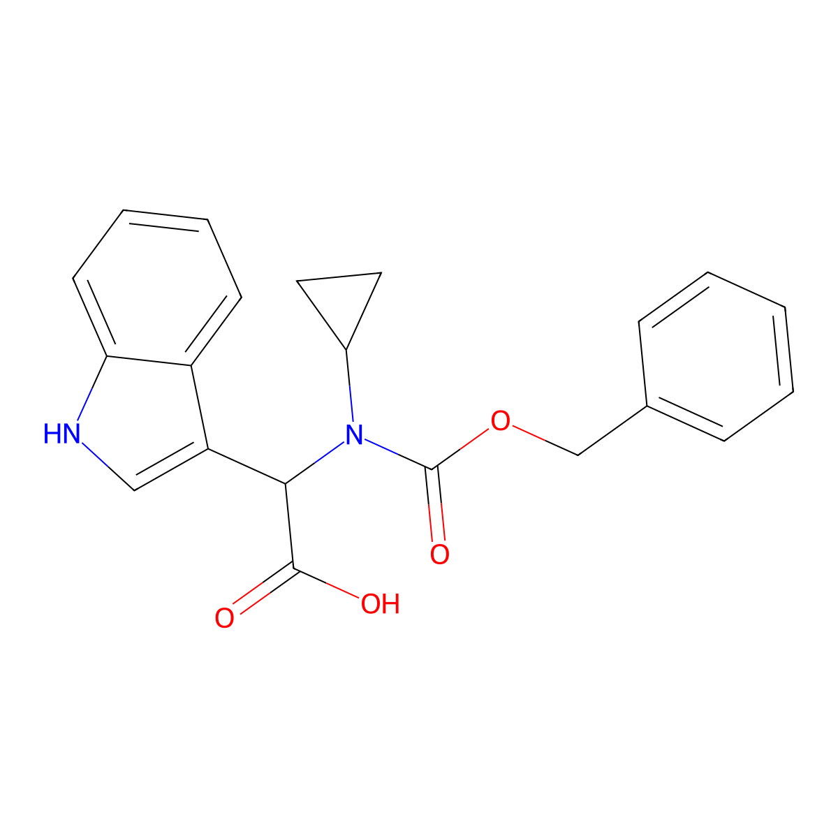 2-{[(benzyloxy)carbonyl](cyclopropyl)amino}-2-(1H-indol-3-yl)acetic acid molecular structure, CAS 2639406-85-0
