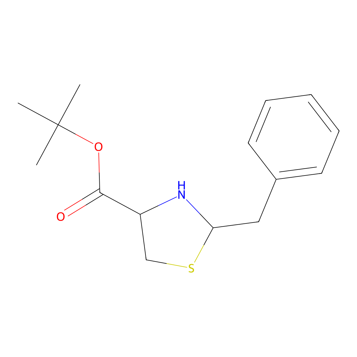 Tert-butyl 2-benzyl-1,3-thiazolidine-4-carboxylate molecular structure, CAS 2639407-34-2