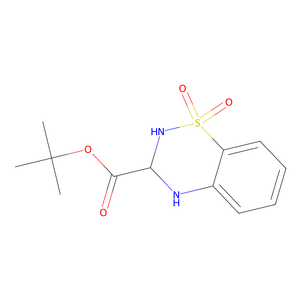 tert-butyl 1,1-dioxo-3,4-dihydro-2H-1lambda6,2,4-benzothiadiazine-3-carboxylate molecular structure, CAS 2639407-39-7