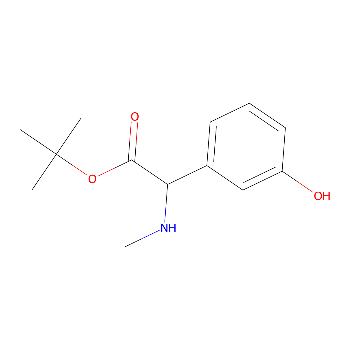 Tert-butyl 2-(3-hydroxyphenyl)-2-(methylamino)acetate molecular structure, CAS 2639407-40-0