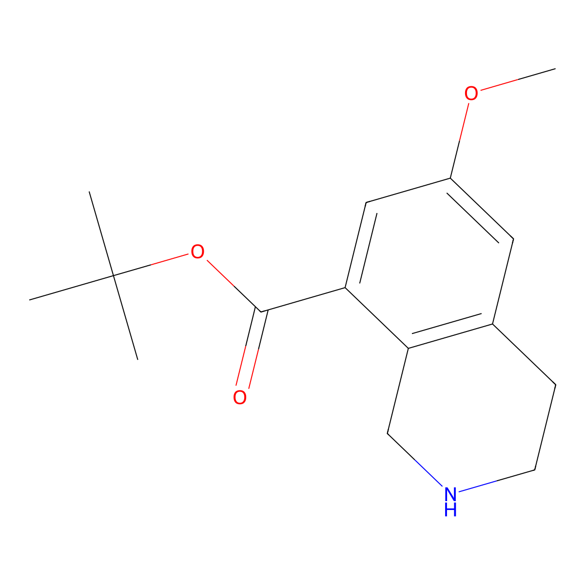 Tert-butyl 6-methoxy-1,2,3,4-tetrahydroisoquinoline-8-carboxylate molecular structure, CAS 2639407-42-2