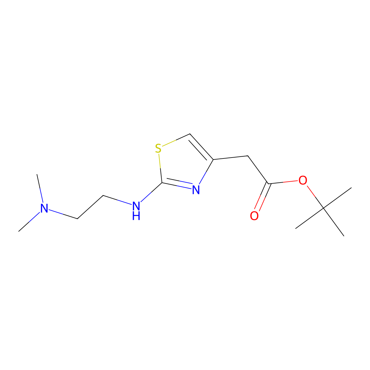 Tert-butyl 2-(2-{[2-(dimethylamino)ethyl]amino}-1,3-thiazol-4-yl)acetate molecular structure, CAS 2639407-43-3
