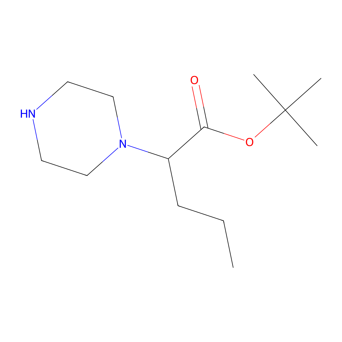 Tert-butyl 2-(piperazin-1-yl)pentanoate molecular structure, CAS 2639407-57-9