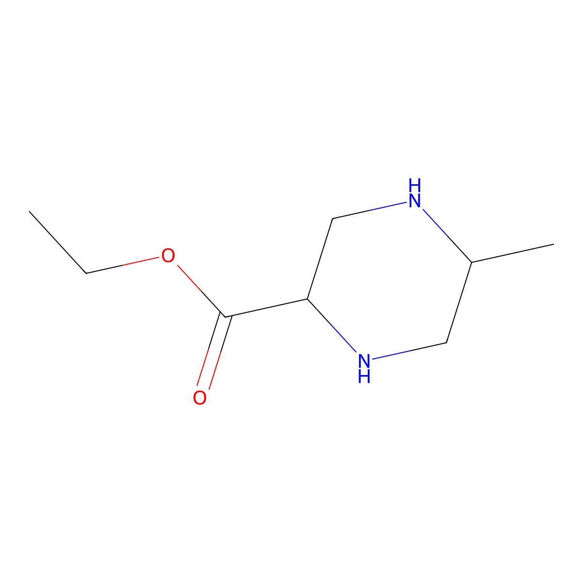 Ethyl 5-methylpiperazine-2-carboxylate molecular structure, CAS 2639407-60-4