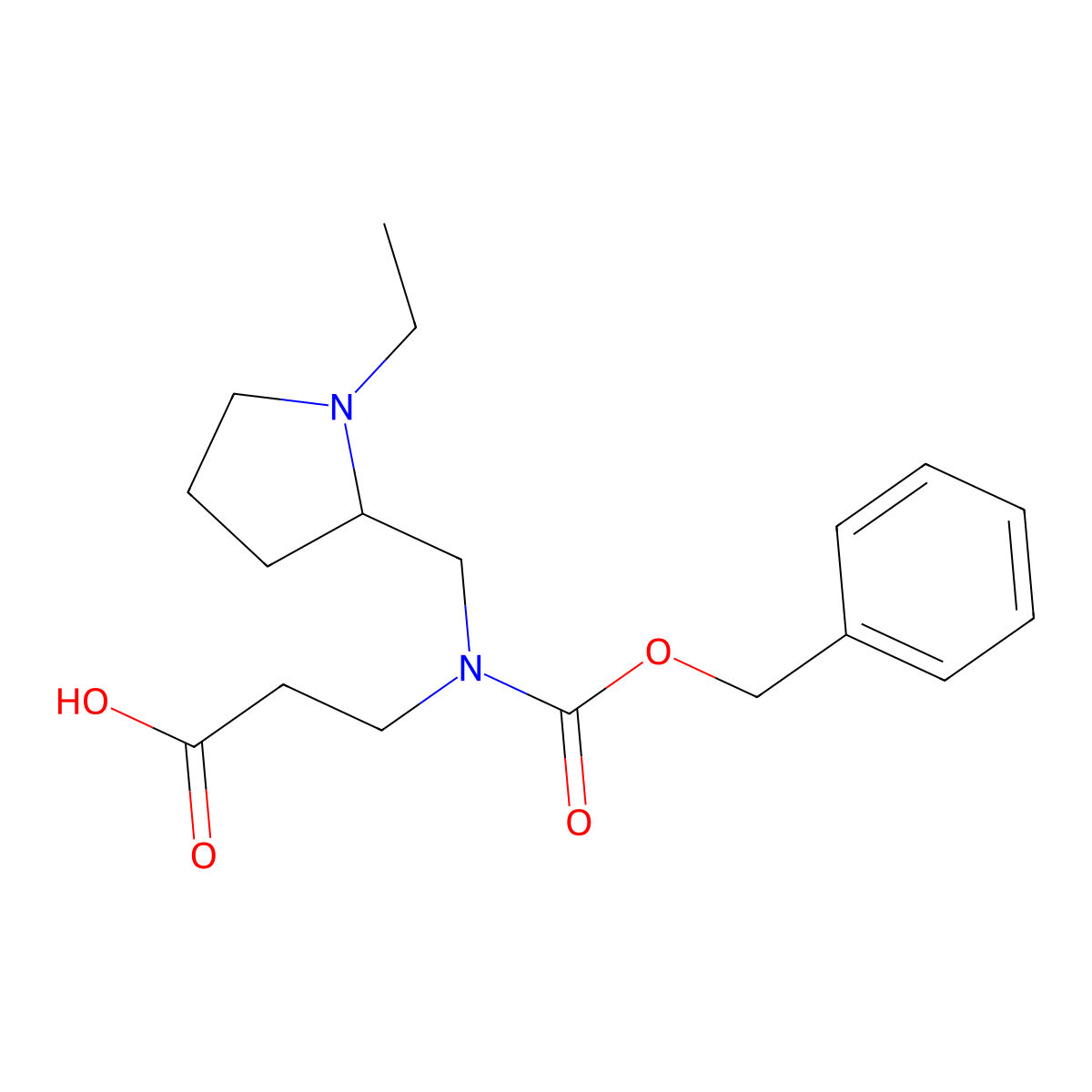 3-{[(Benzyloxy)carbonyl][(1-ethylpyrrolidin-2-yl)methyl]amino}propanoic acid molecular structure, CAS 2639407-92-2