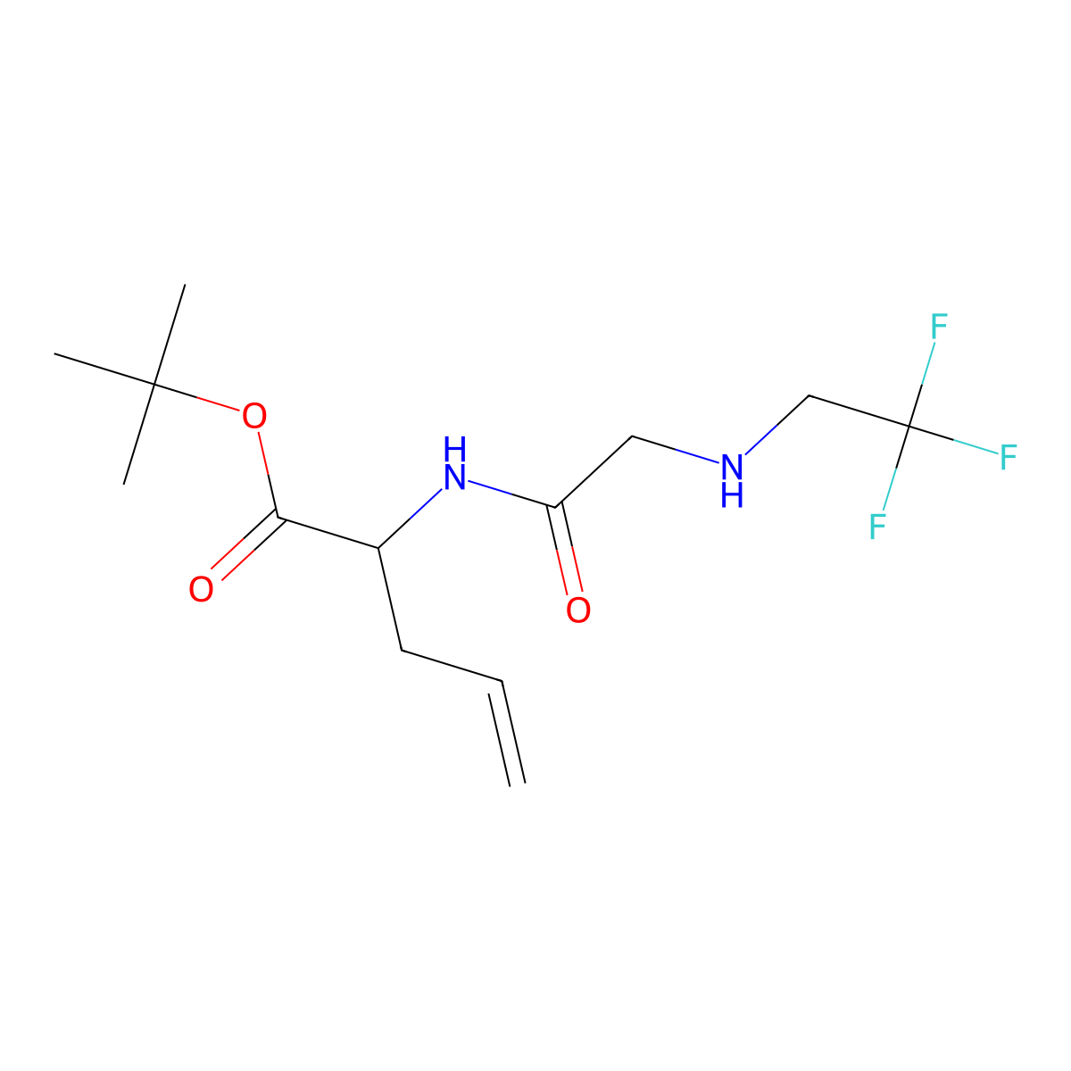 Tert-butyl 2-{2-[(2,2,2-trifluoroethyl)amino]acetamido}pent-4-enoate molecular structure, CAS 2639407-95-5