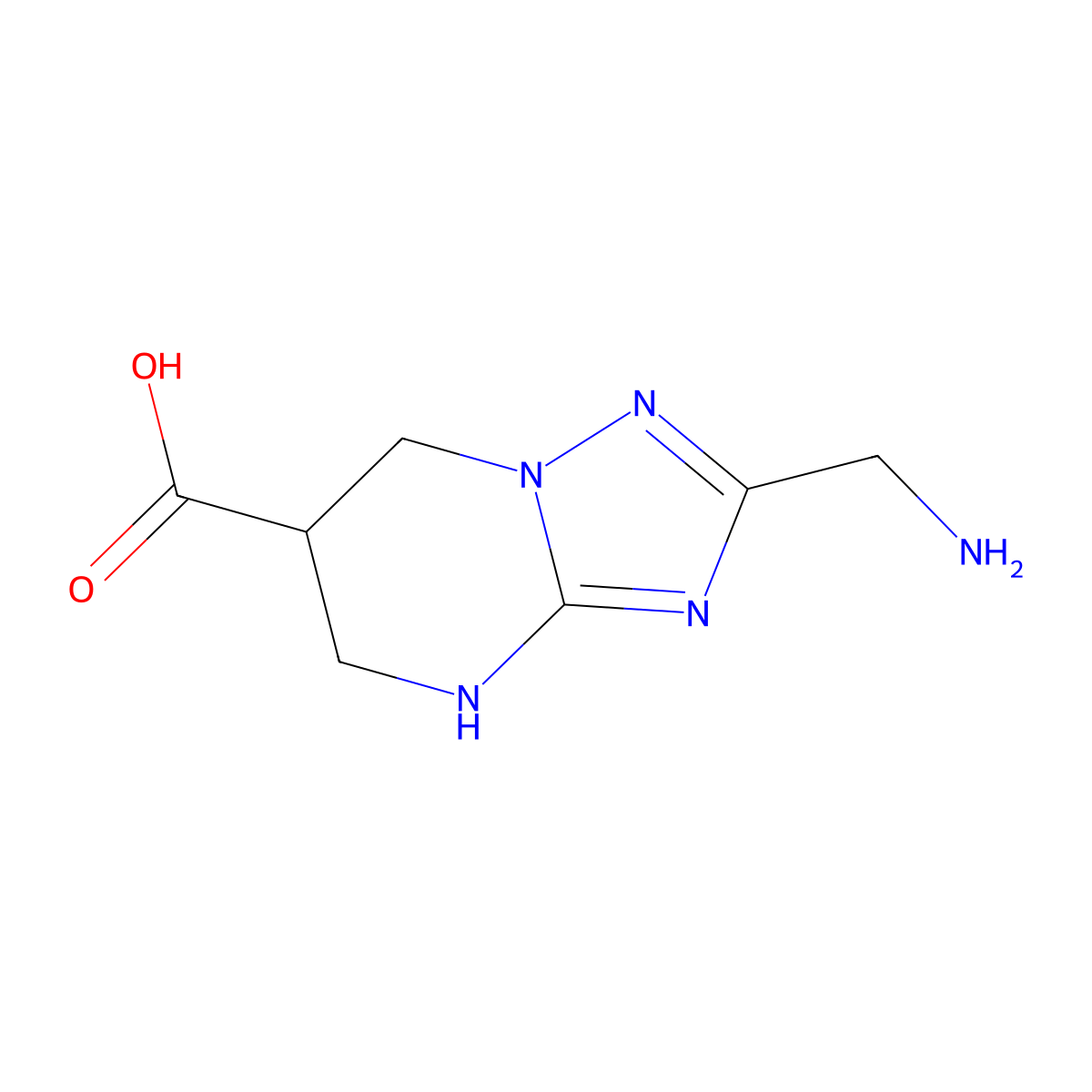 2-(aminomethyl)-4H,5H,6H,7H-[1,2,4]triazolo[1,5-a]pyrimidine-6-carboxylic acid molecular structure, CAS 2639408-01-6
