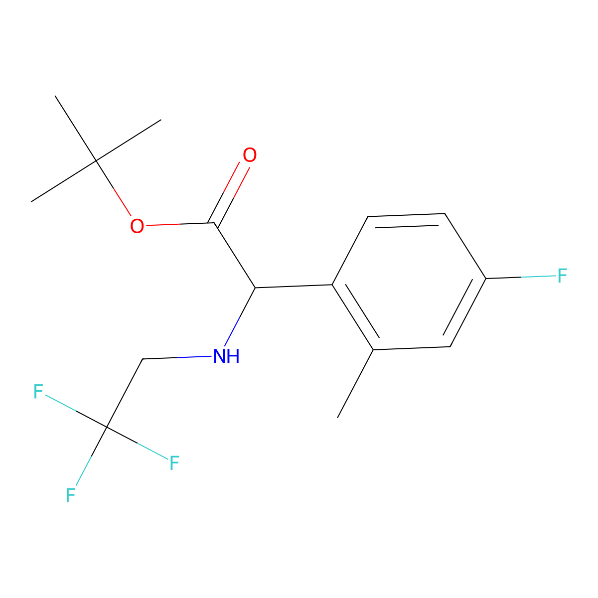 Tert-butyl 2-(4-fluoro-2-methylphenyl)-2-[(2,2,2-trifluoroethyl)amino]acetate molecular structure, CAS 2639408-02-7