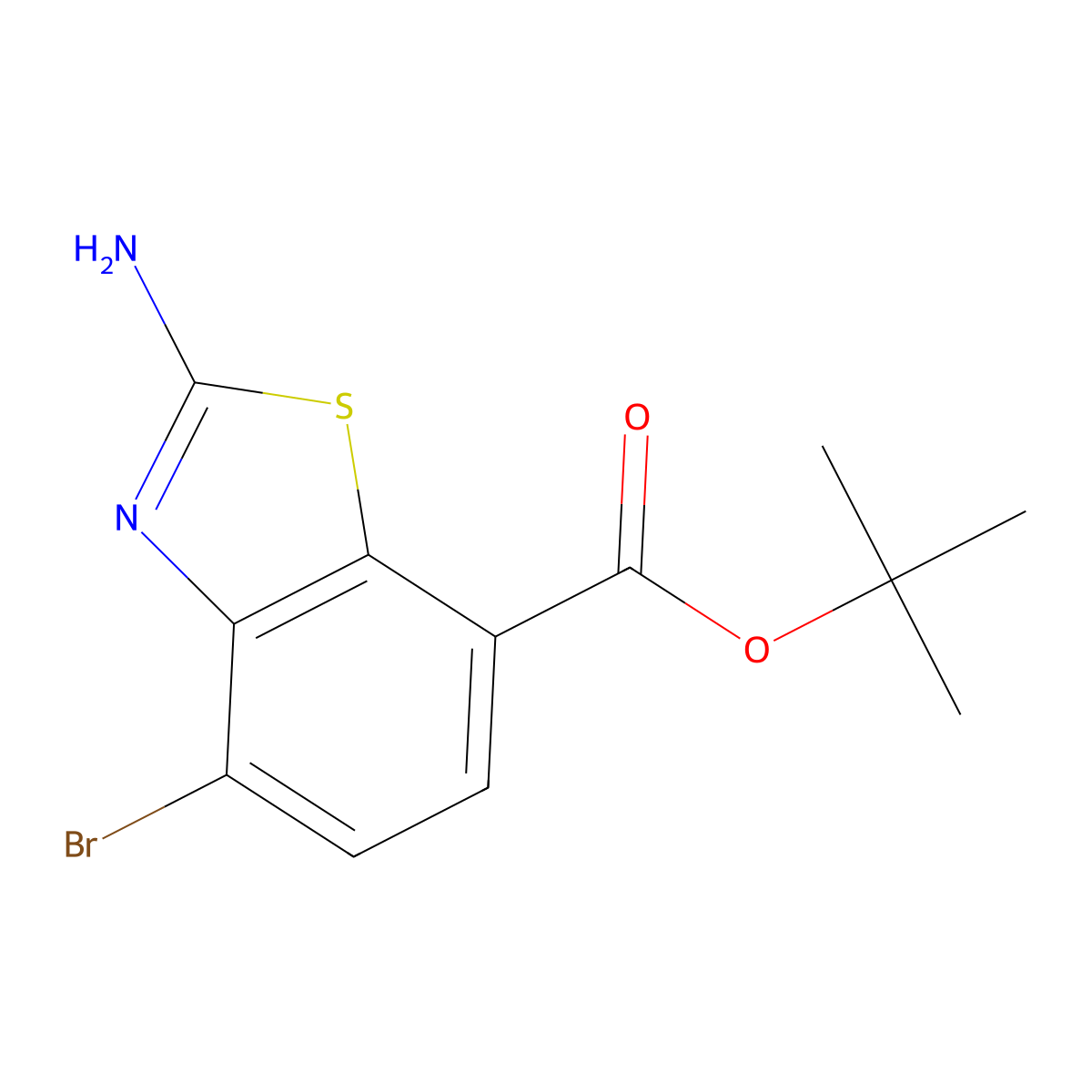 Tert-butyl 2-amino-4-bromo-1,3-benzothiazole-7-carboxylate molecular structure, CAS 2639408-04-9