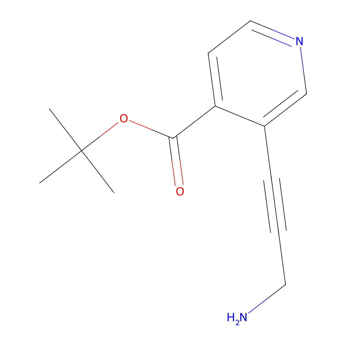 Tert-butyl 3-(3-aminoprop-1-yn-1-yl)pyridine-4-carboxylate molecular structure, CAS 2639408-07-2