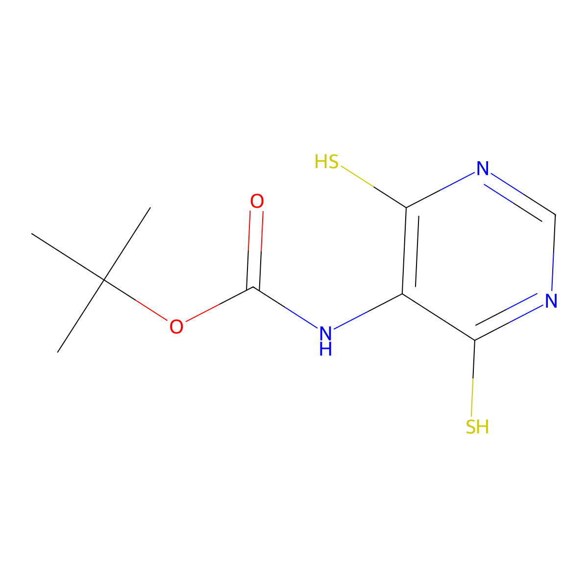 tert-butyl N-(4,6-disulfanylpyrimidin-5-yl)carbamate molecular structure, CAS 2639408-25-4