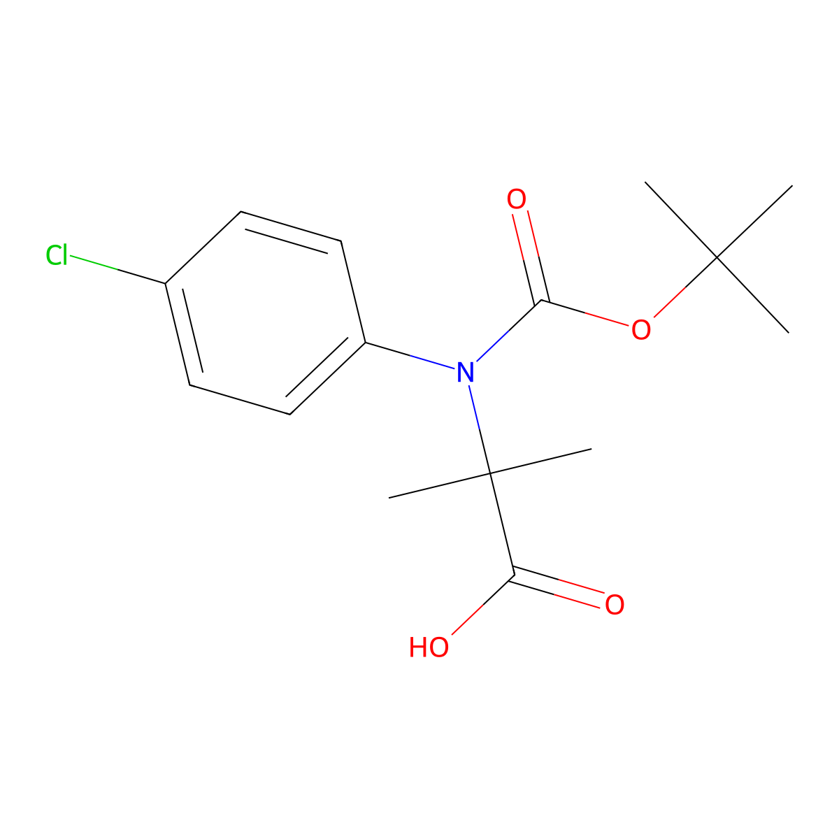 2-{[(Tert-butoxy)carbonyl](4-chlorophenyl)amino}-2-methylpropanoic acid molecular structure, CAS 2639408-28-7
