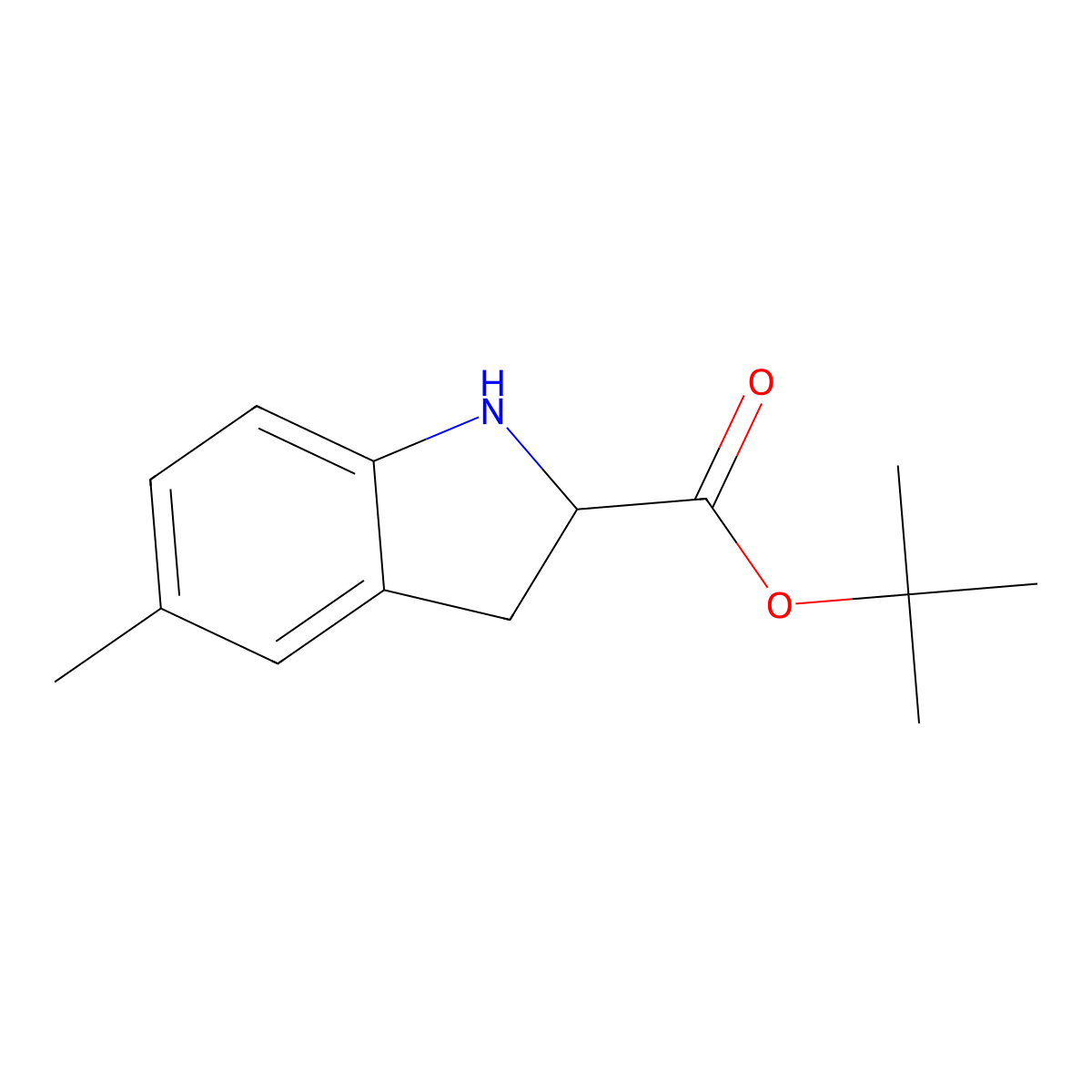 tert-butyl 5-methyl-2,3-dihydro-1H-indole-2-carboxylate molecular structure, CAS 2639408-29-8
