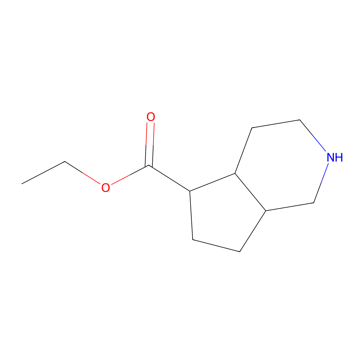 ethyl octahydro-1H-cyclopenta[c]pyridine-5-carboxylate molecular structure, CAS 2639408-43-6