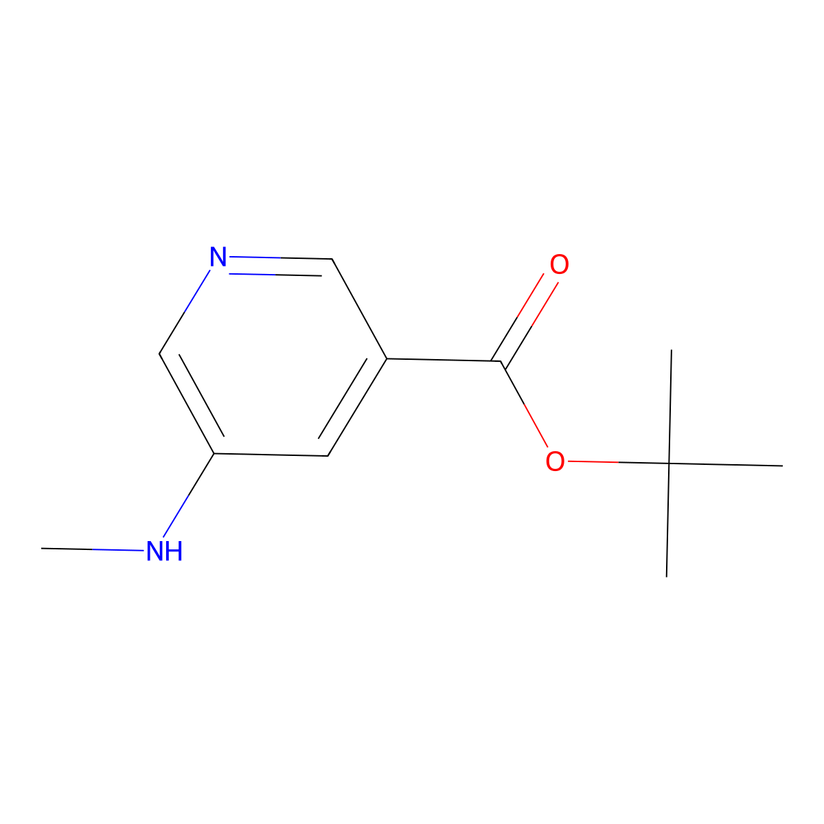 Tert-butyl 5-(methylamino)pyridine-3-carboxylate molecular structure, CAS 2639408-48-1