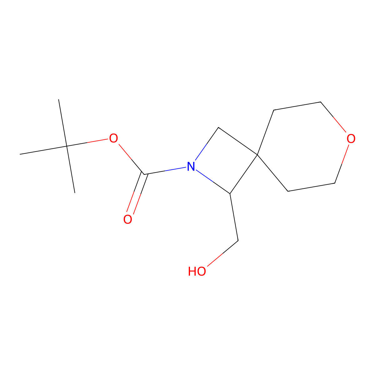 Tert-butyl 1-(hydroxymethyl)-7-oxa-2-azaspiro(3.5)nonane-2-carboxylate molecular structure, CAS 2639408-51-6
