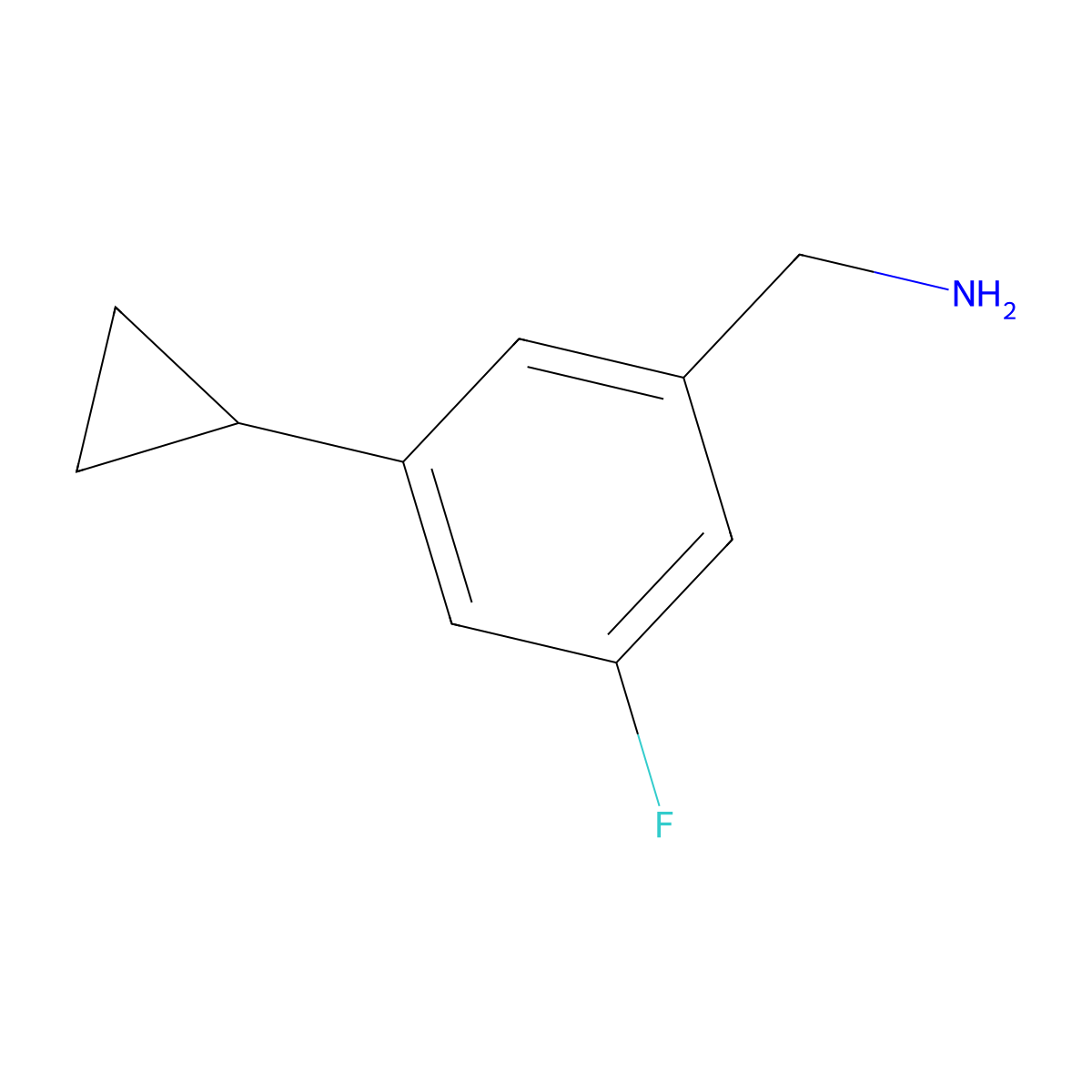 1-(3-Cyclopropyl-5-fluorophenyl)methanamine molecular structure, CAS 2639408-59-4