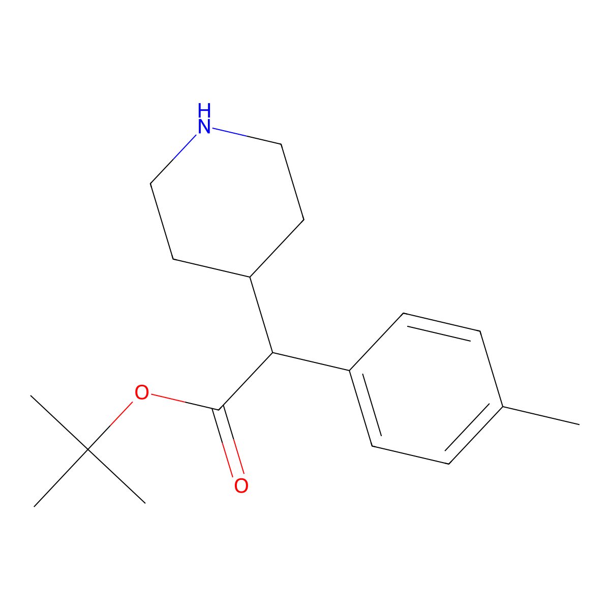 Tert-butyl 2-(4-methylphenyl)-2-(piperidin-4-yl)acetate molecular structure, CAS 2639408-60-7