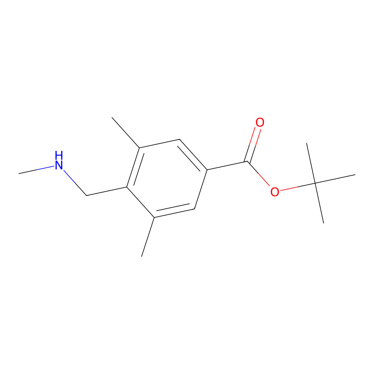 Tert-butyl 3,5-dimethyl-4-[(methylamino)methyl]benzoate molecular structure, CAS 2639408-63-0