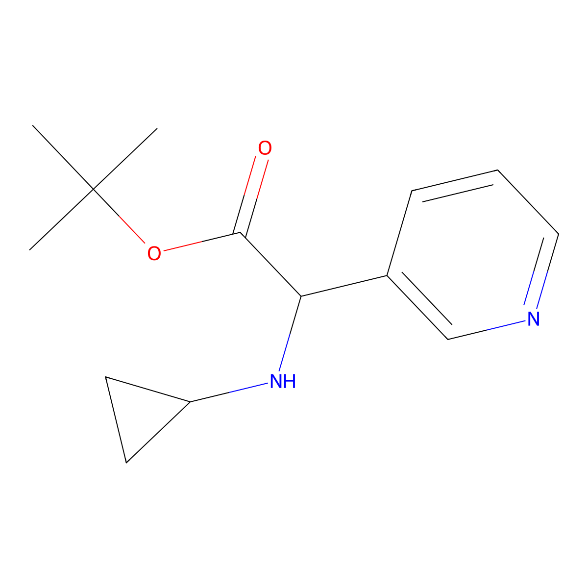 Tert-butyl 2-(cyclopropylamino)-2-(pyridin-3-yl)acetate molecular structure, CAS 2639408-65-2