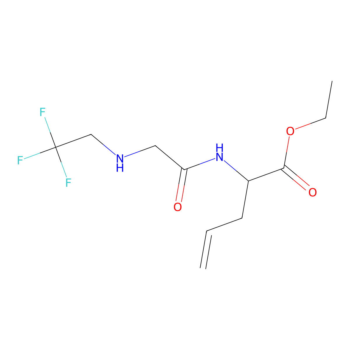 Ethyl 2-{2-[(2,2,2-trifluoroethyl)amino]acetamido}pent-4-enoate molecular structure, CAS 2639408-66-3
