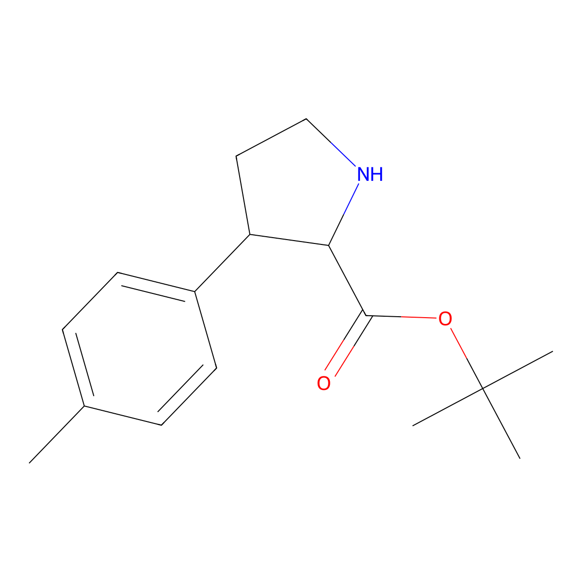 Tert-butyl 3-(4-methylphenyl)pyrrolidine-2-carboxylate molecular structure, CAS 2639408-71-0