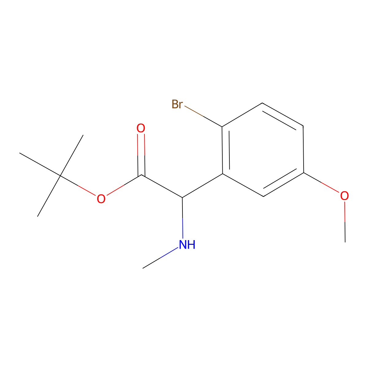 Tert-butyl 2-(2-bromo-5-methoxyphenyl)-2-(methylamino)acetate molecular structure, CAS 2639408-73-2