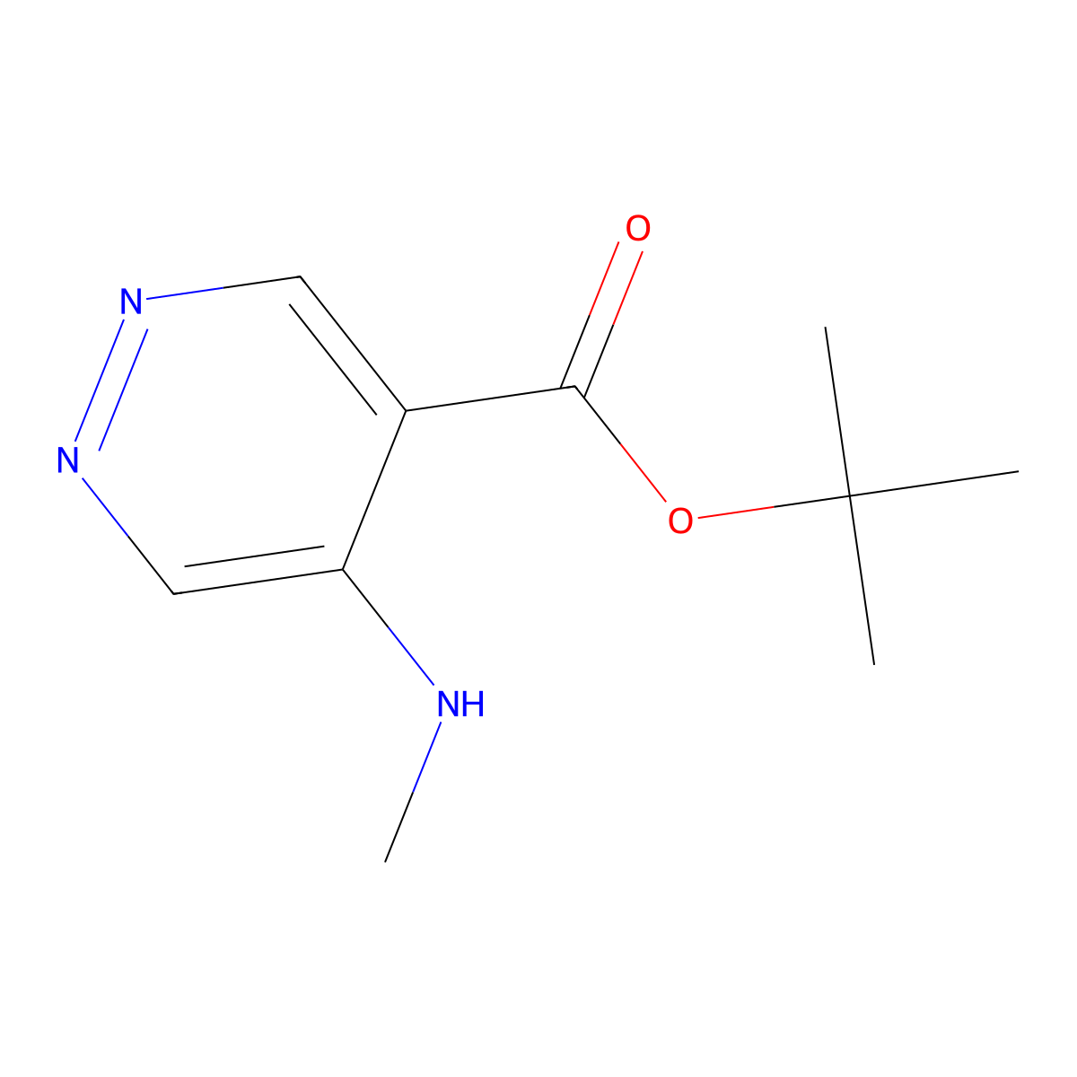 Tert-butyl 5-(methylamino)pyridazine-4-carboxylate molecular structure, CAS 2639408-74-3