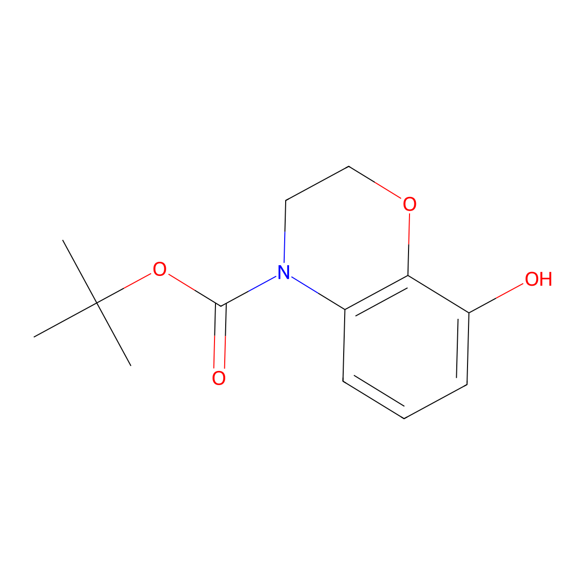 tert-butyl 8-hydroxy-3,4-dihydro-2H-1,4-benzoxazine-4-carboxylate molecular structure, CAS 2639408-80-1