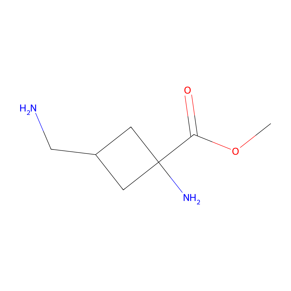 Methyl 1-amino-3-(aminomethyl)cyclobutane-1-carboxylate molecular structure, CAS 2639408-89-0