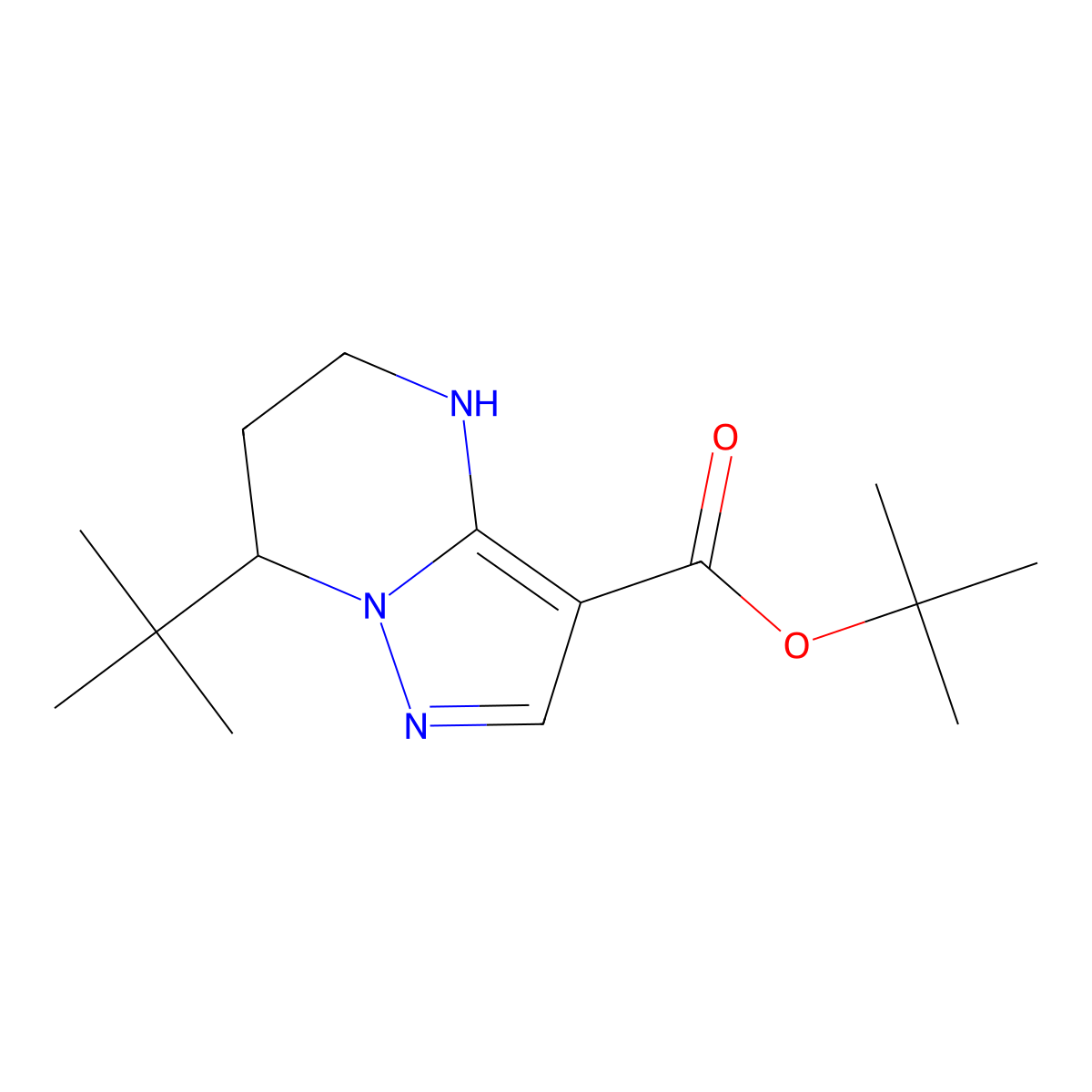 tert-butyl 7-tert-butyl-4H,5H,6H,7H-pyrazolo[1,5-a]pyrimidine-3-carboxylate molecular structure, CAS 2639409-11-1