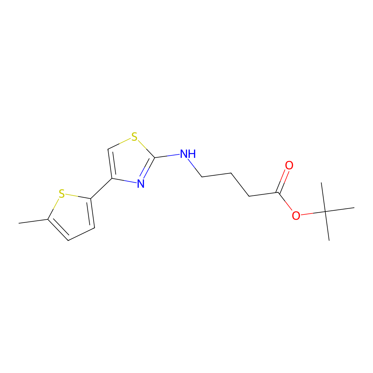 Tert-butyl 4-{[4-(5-methylthiophen-2-yl)-1,3-thiazol-2-yl]amino}butanoate molecular structure, CAS 2639409-15-5