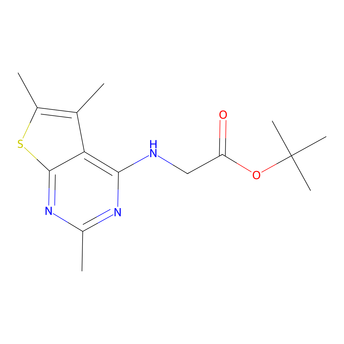 Tert-butyl 2-({2,5,6-trimethylthieno[2,3-d]pyrimidin-4-yl}amino)acetate molecular structure, CAS 2639409-28-0