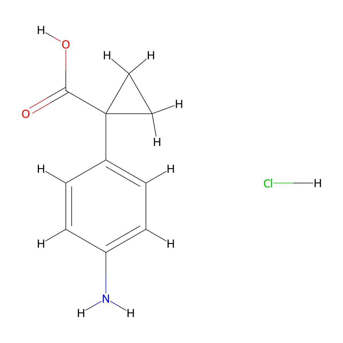 1-(4-Aminophenyl)cyclopropane-1-carboxylic acid hydrochloride molecular structure, CAS 2639409-31-5