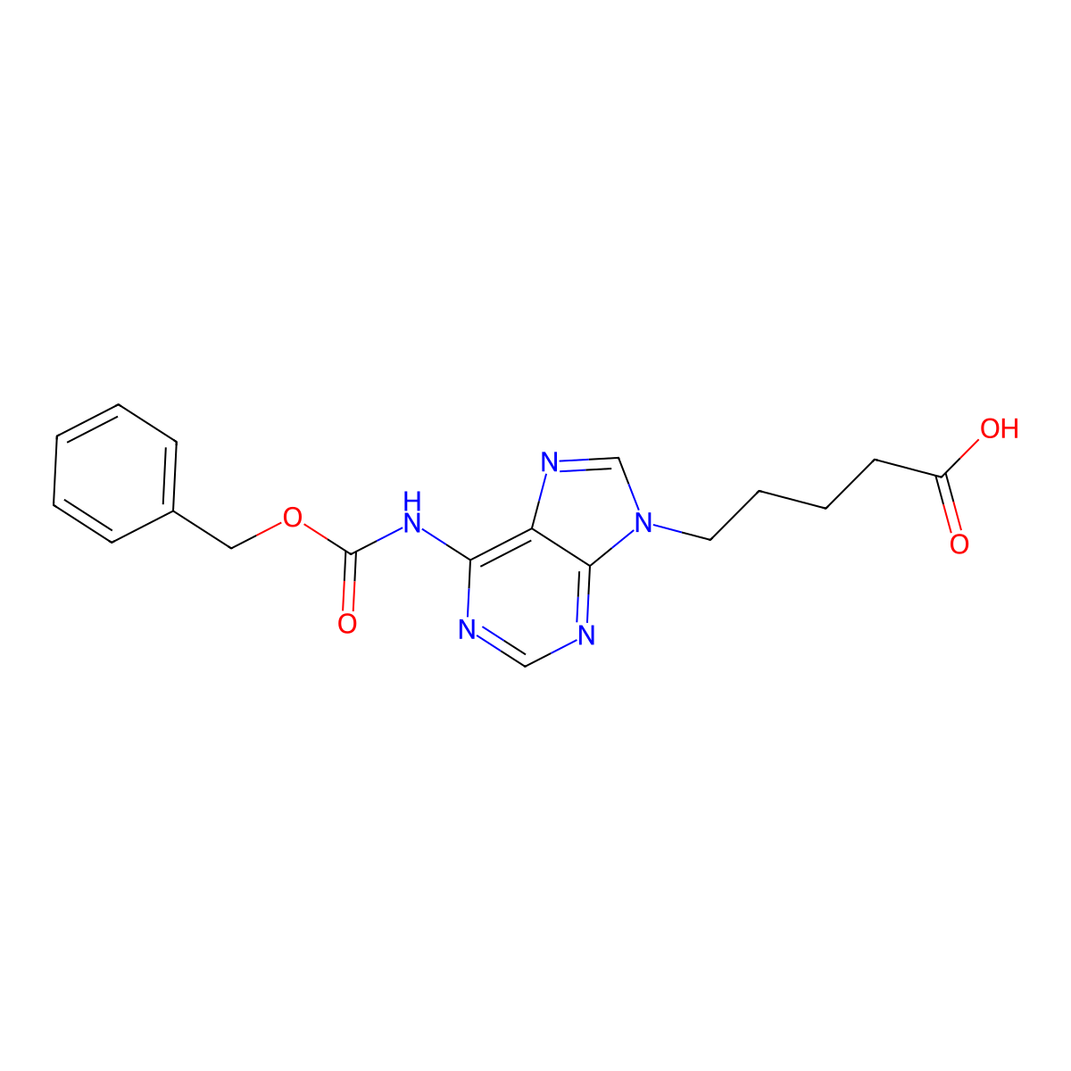 5-(6-{[(benzyloxy)carbonyl]amino}-9H-purin-9-yl)pentanoic acid molecular structure, CAS 2639409-32-6