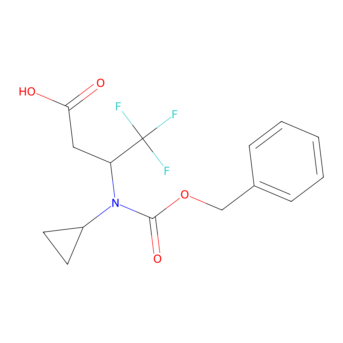 3-{[(Benzyloxy)carbonyl](cyclopropyl)amino}-4,4,4-trifluorobutanoic acid molecular structure, CAS 2639409-34-8