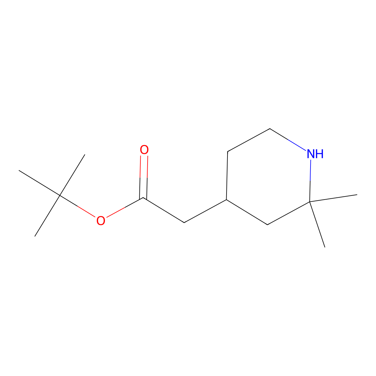 tert-Butyl 2-(2,2-dimethylpiperidin-4-yl)acetate molecular structure, CAS 2639409-37-1