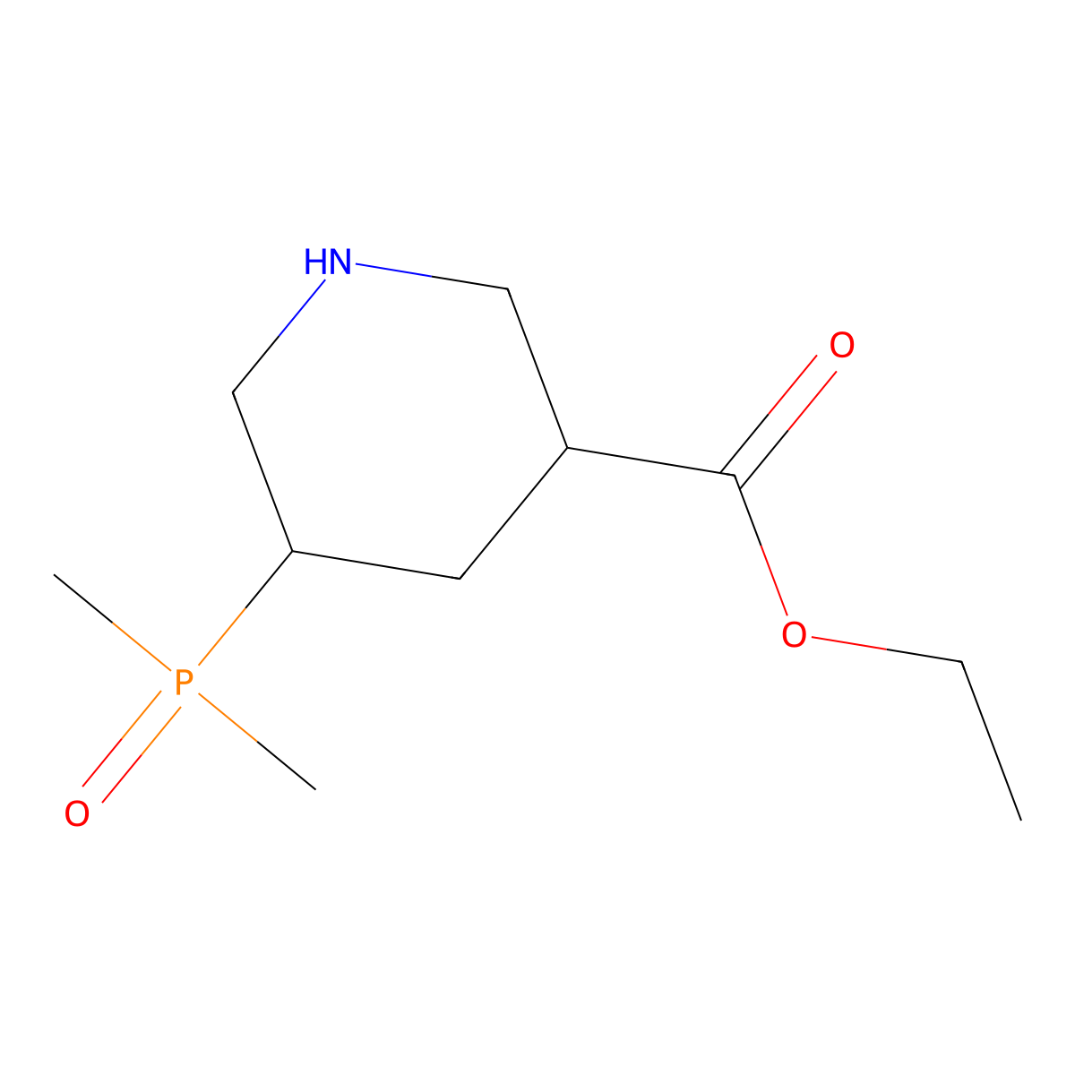Ethyl 5-(dimethylphosphoryl)piperidine-3-carboxylate molecular structure, CAS 2639409-45-1