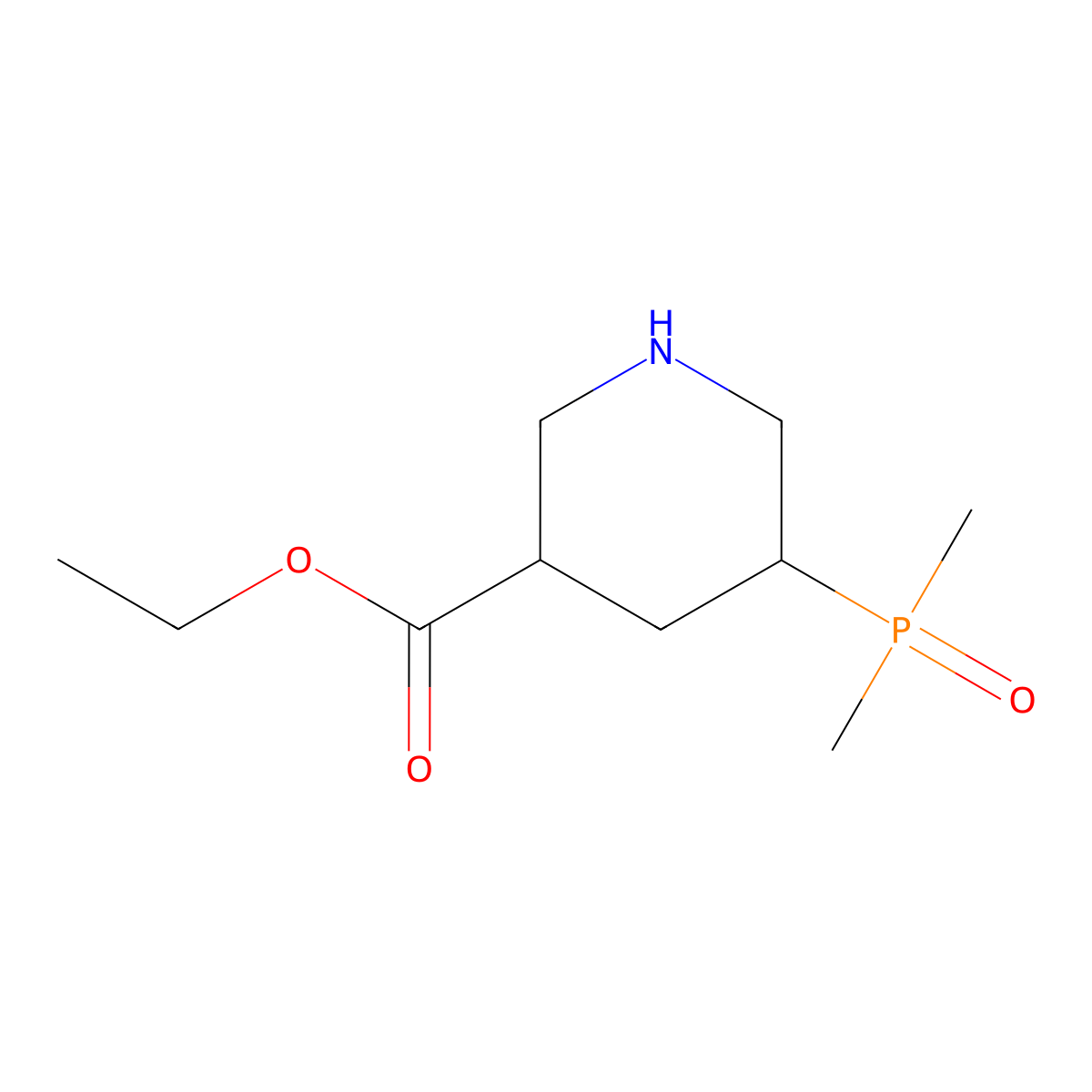 Ethyl 5-(dimethylphosphoryl)piperidine-3-carboxylate molecular structure, CAS 2639409-45-1