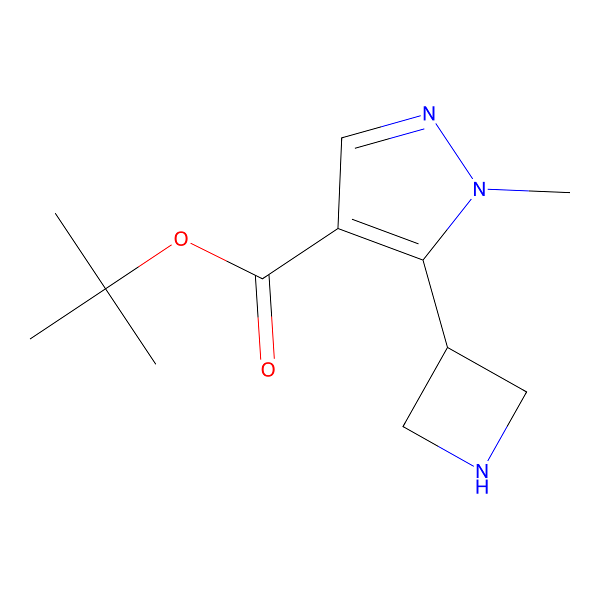 tert-butyl 5-(azetidin-3-yl)-1-methyl-1H-pyrazole-4-carboxylate molecular structure, CAS 2639409-49-5