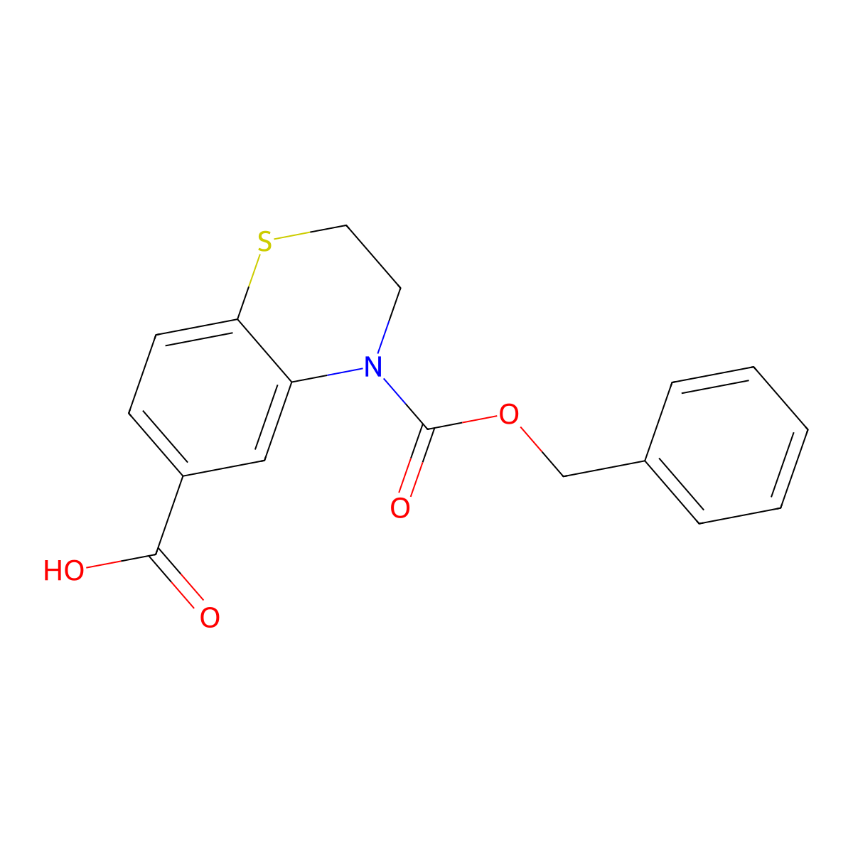 4-[(benzyloxy)carbonyl]-3,4-dihydro-2H-1,4-benzothiazine-6-carboxylic acid molecular structure, CAS 2639409-82-6