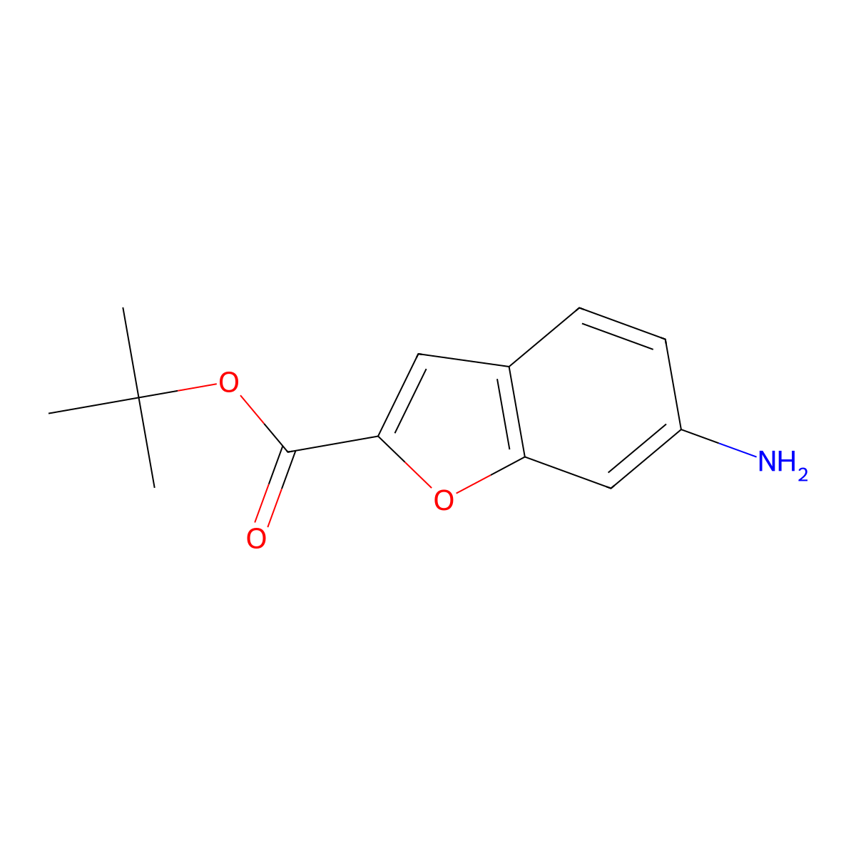 Tert-butyl 6-amino-1-benzofuran-2-carboxylate molecular structure, CAS 2639409-87-1