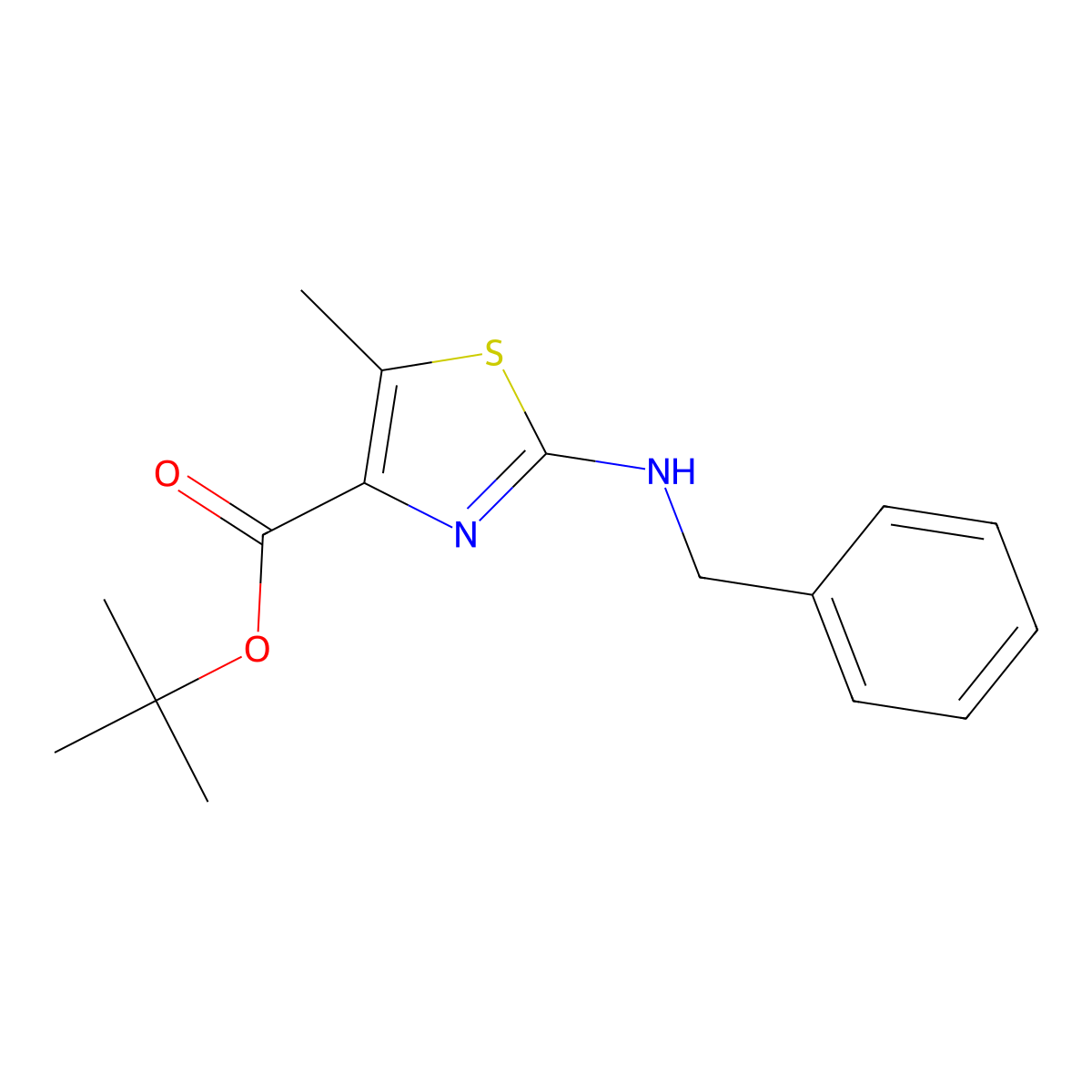 Tert-butyl 2-(benzylamino)-5-methyl-1,3-thiazole-4-carboxylate molecular structure, CAS 2639409-88-2