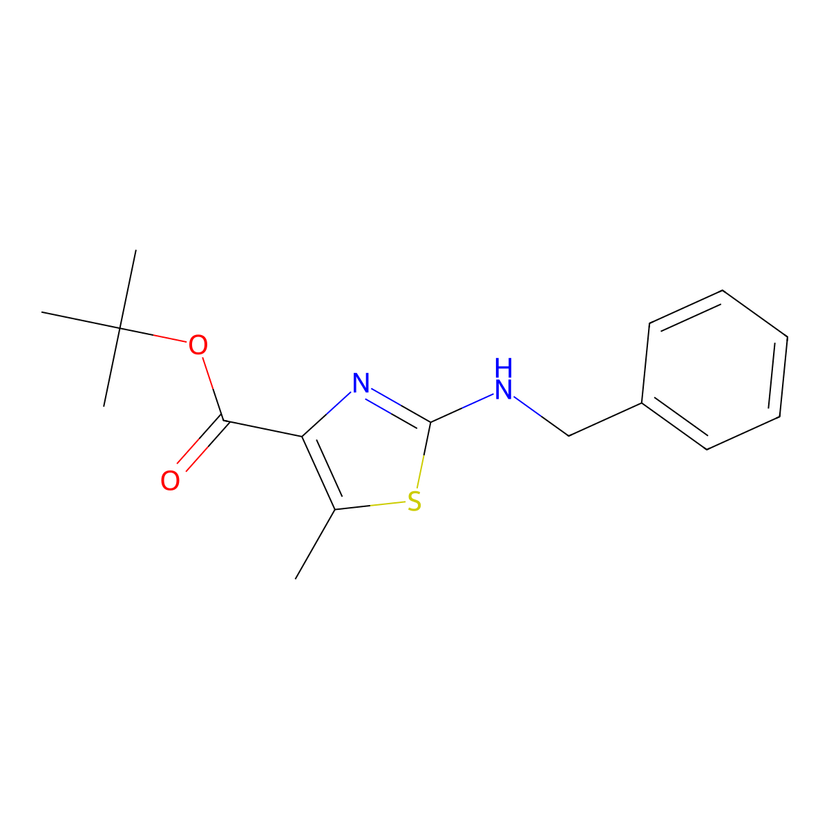 Tert-butyl 2-(benzylamino)-5-methyl-1,3-thiazole-4-carboxylate molecular structure, CAS 2639409-88-2