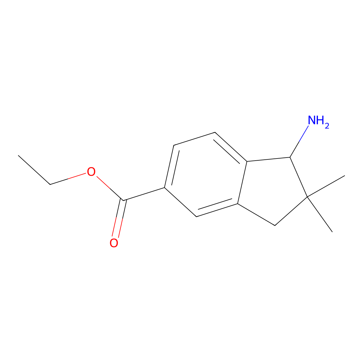ethyl 1-amino-2,2-dimethyl-2,3-dihydro-1H-indene-5-carboxylate molecular structure, CAS 2639409-93-9