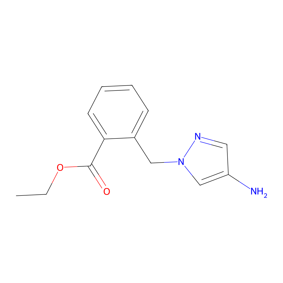 ethyl 2-[(4-amino-1H-pyrazol-1-yl)methyl]benzoate molecular structure, CAS 2639409-96-2