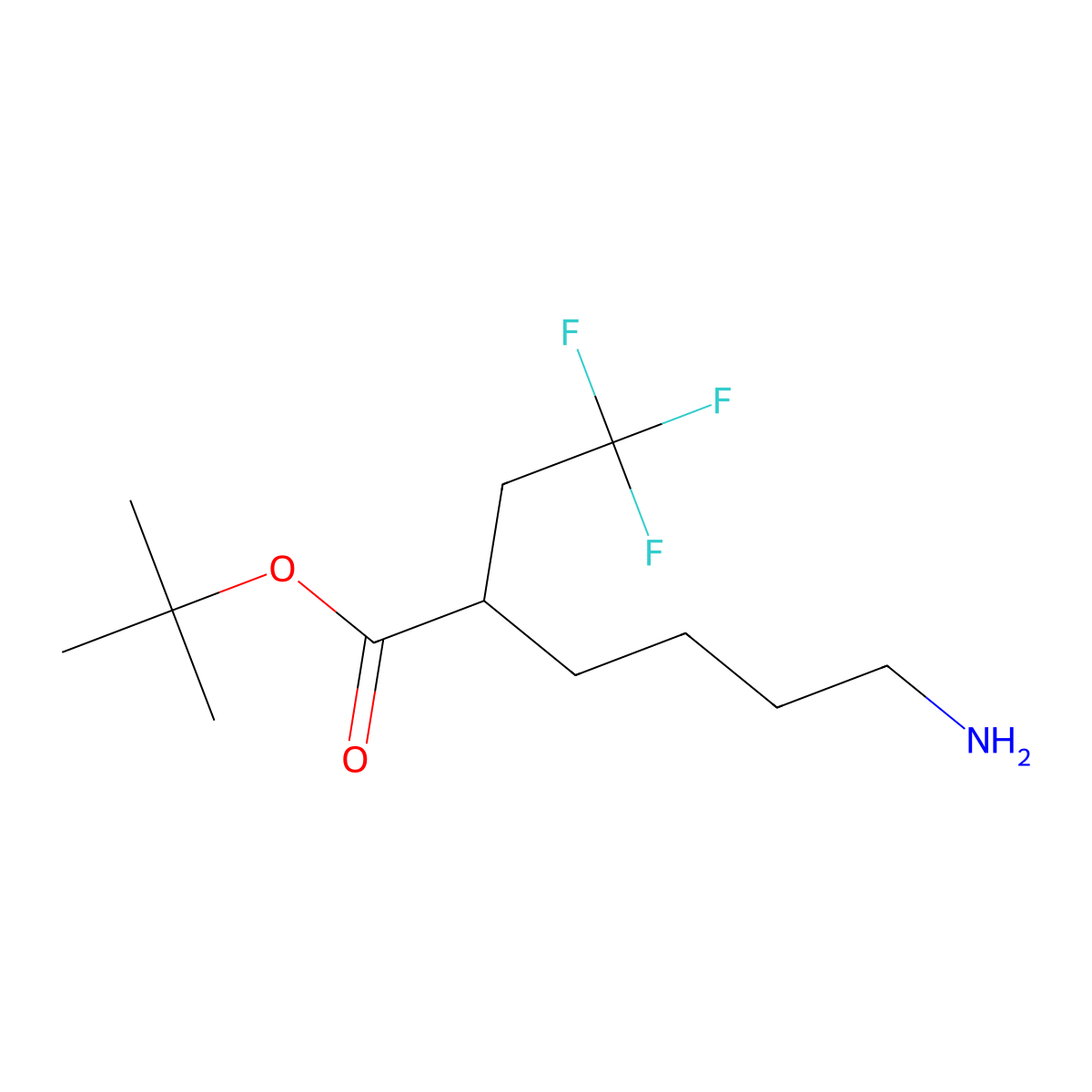 Tert-butyl 6-amino-2-(2,2,2-trifluoroethyl)hexanoate molecular structure, CAS 2639409-98-4