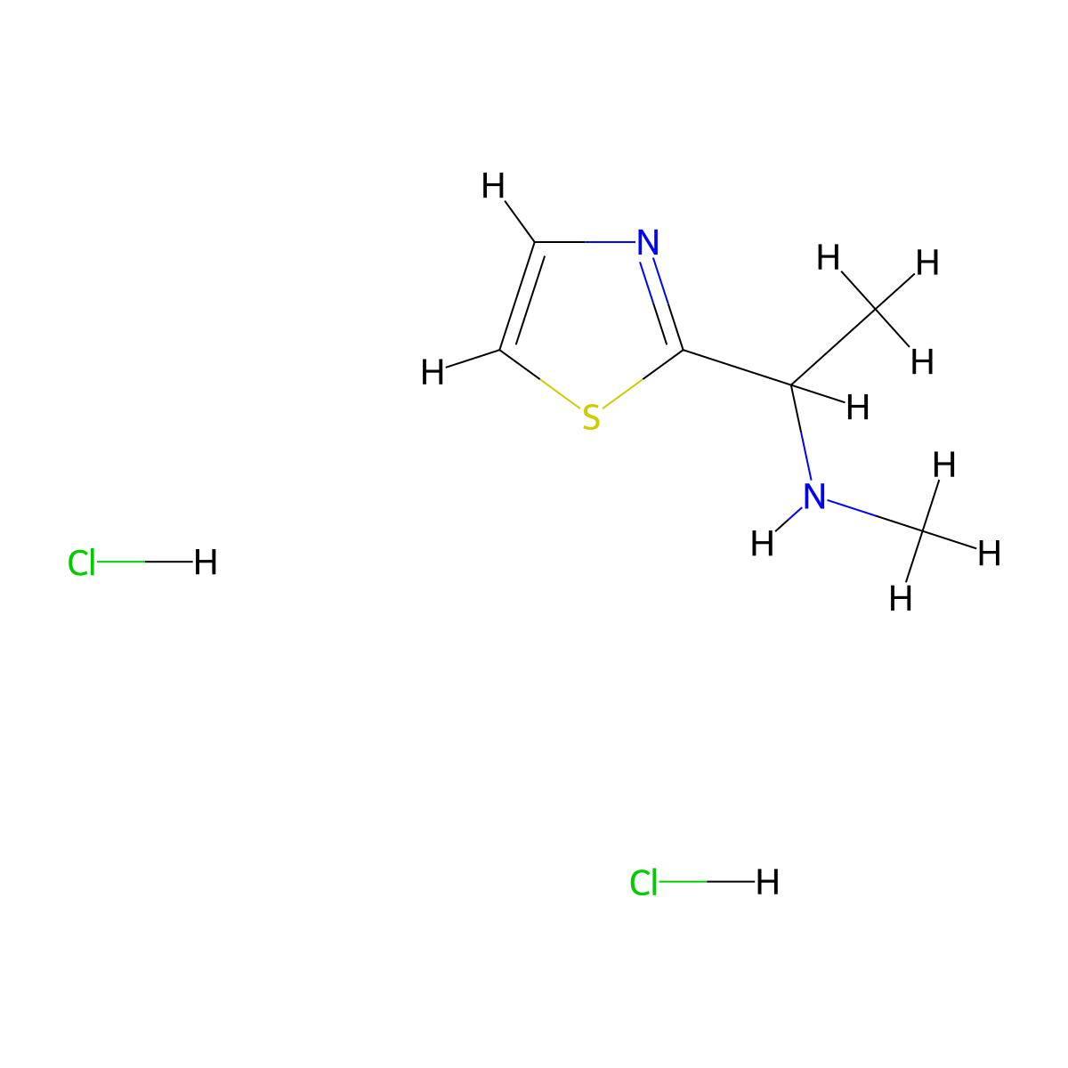 Methyl[1-(1,3-thiazol-2-yl)ethyl]amine dihydrochloride molecular structure, CAS 2639410-01-6