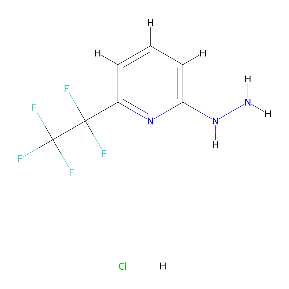 2-Hydrazinyl-6-(1,1,2,2,2-pentafluoroethyl)pyridine hydrochloride molecular structure, CAS 2639410-03-8