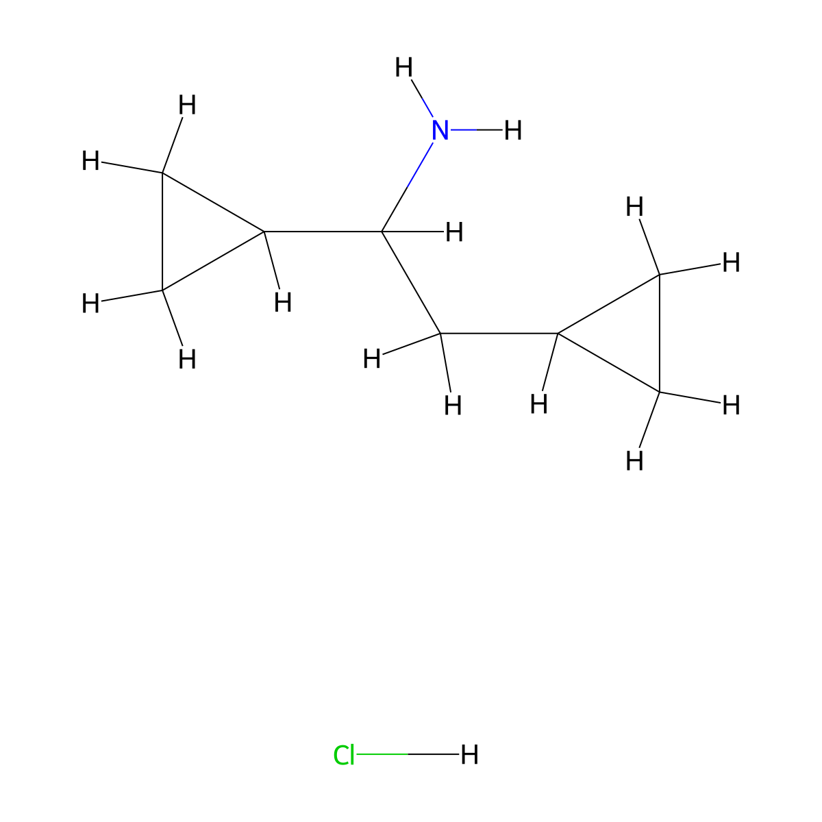 1,2-Dicyclopropylethan-1-amine hydrochloride molecular structure, CAS 2639410-04-9
